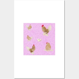 Golden Neck Belgian D'Uccle Pattern Pink Posters and Art